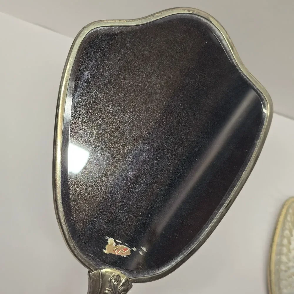 Matson Fifth Avenue Ormolu Metal Hand Mirror & Brush Hollywood Regency Vintage